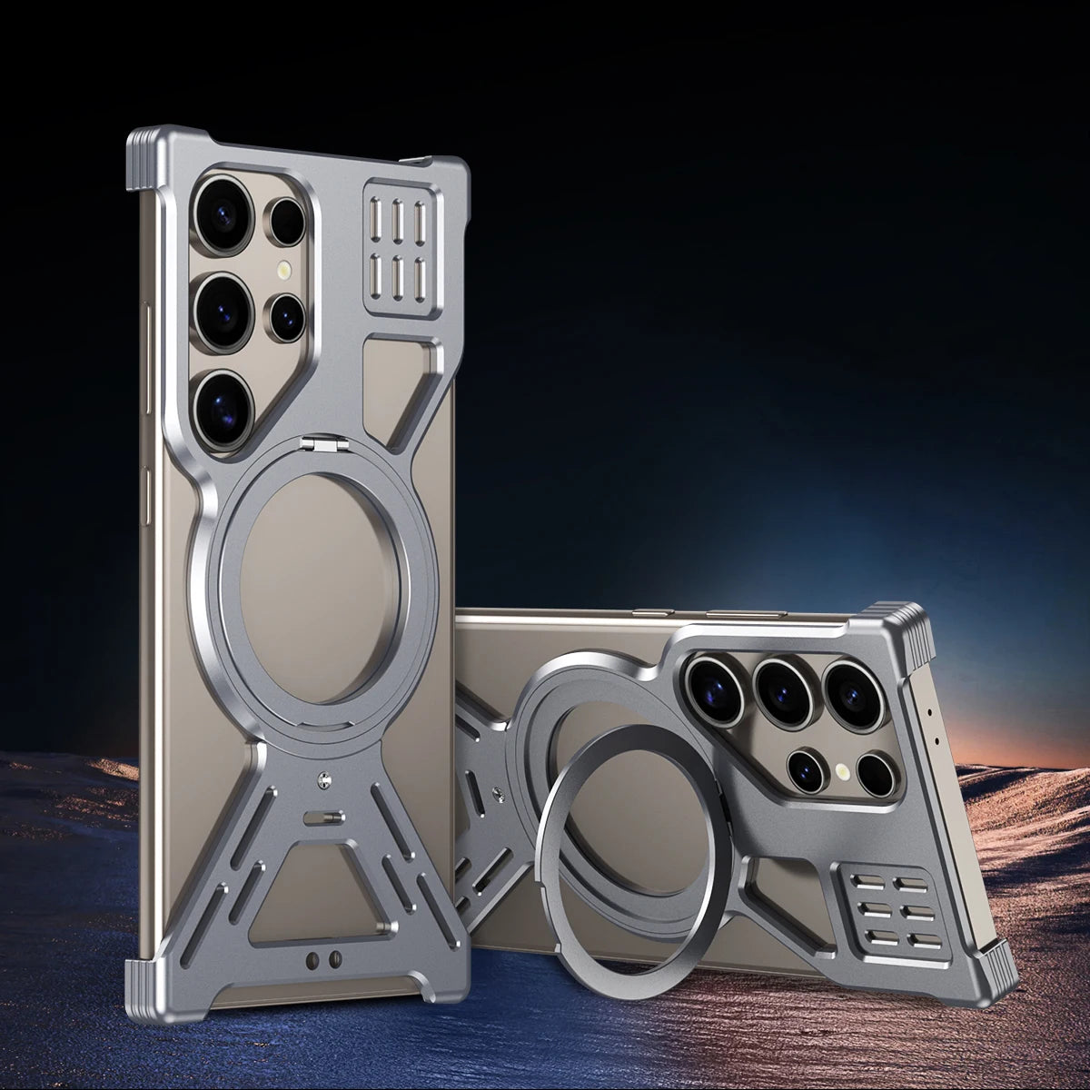 Magnetic Full Coverage Phone Case with Built-In Fill Light & Dual-Layer Protection