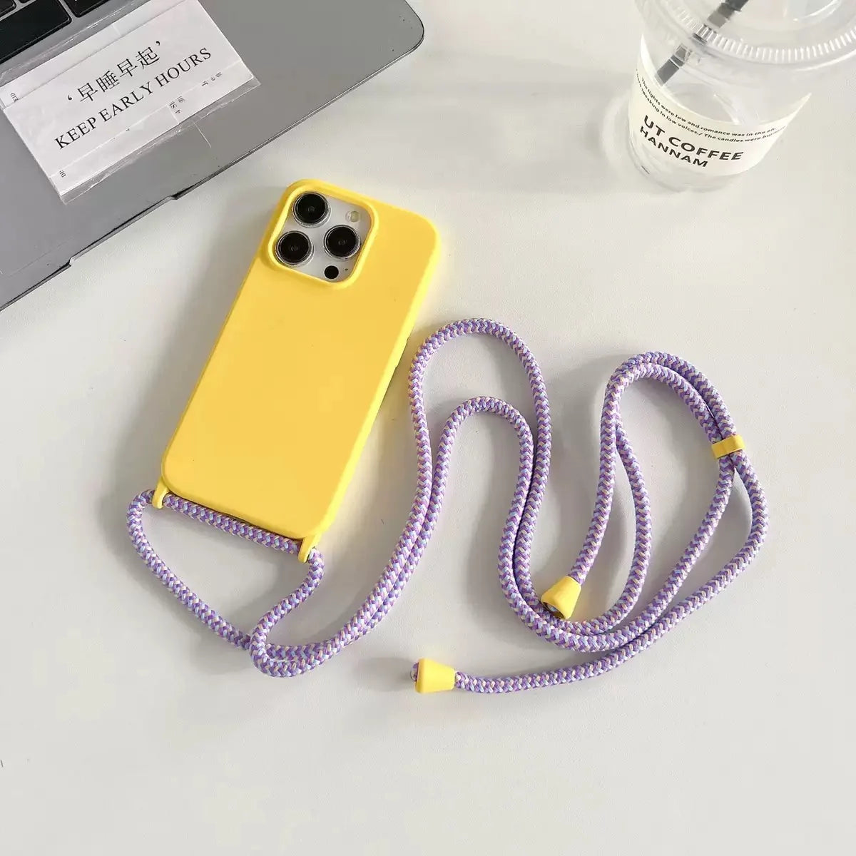 Liquid Silicone Crossbody Phone Case with Adjustable Lanyard Strap – Hands-Free Protection for iPhone