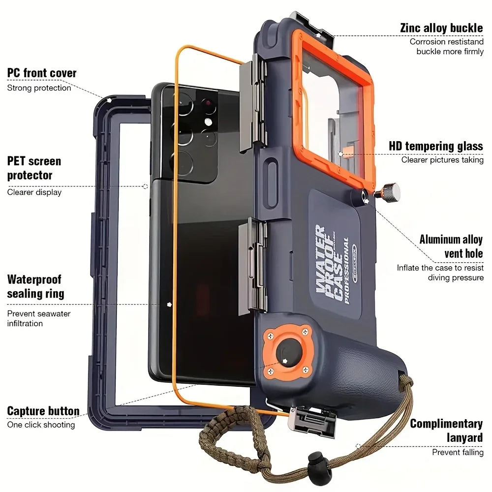 Waterproof Diving Phone Case with Lanyard – 15m/50ft Premium Protective Housing
