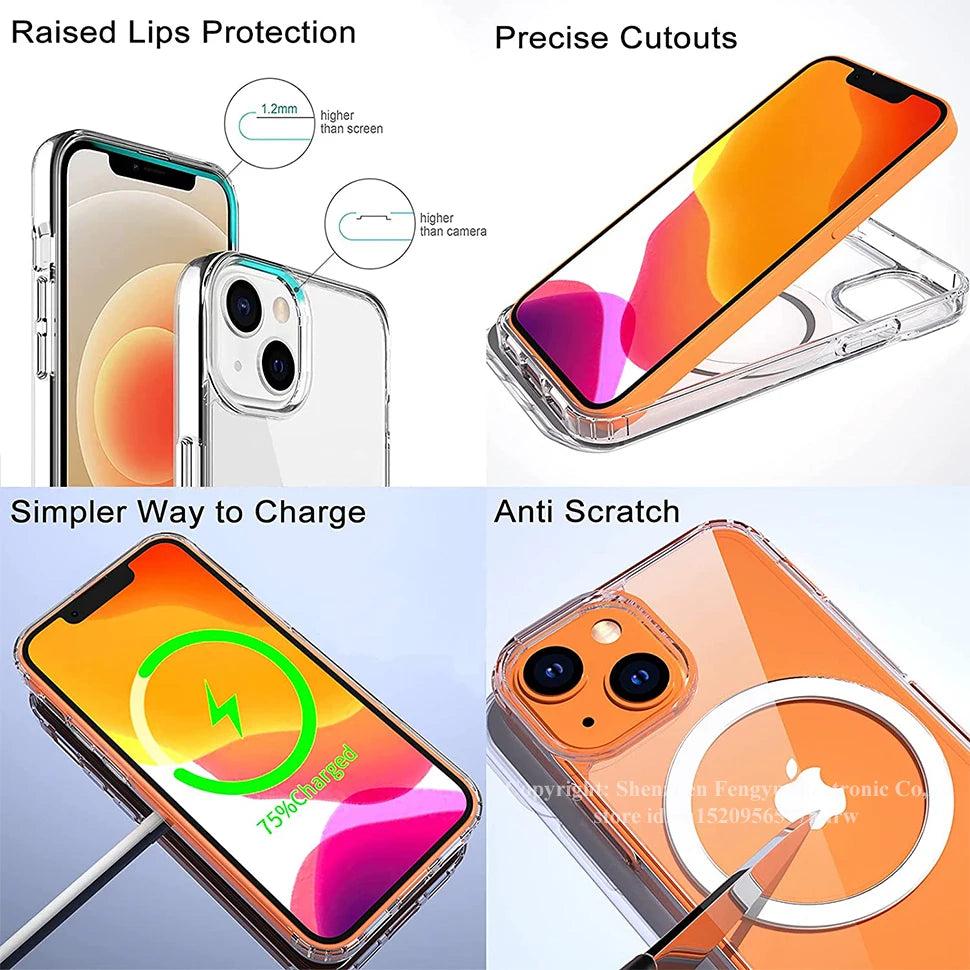 MagSafe Shockproof iPhone Case with 3-Way Kickstand – Full Protection & Magnetic Compatibility (iPhone 11 / 12 / 13 / 14 Series)
