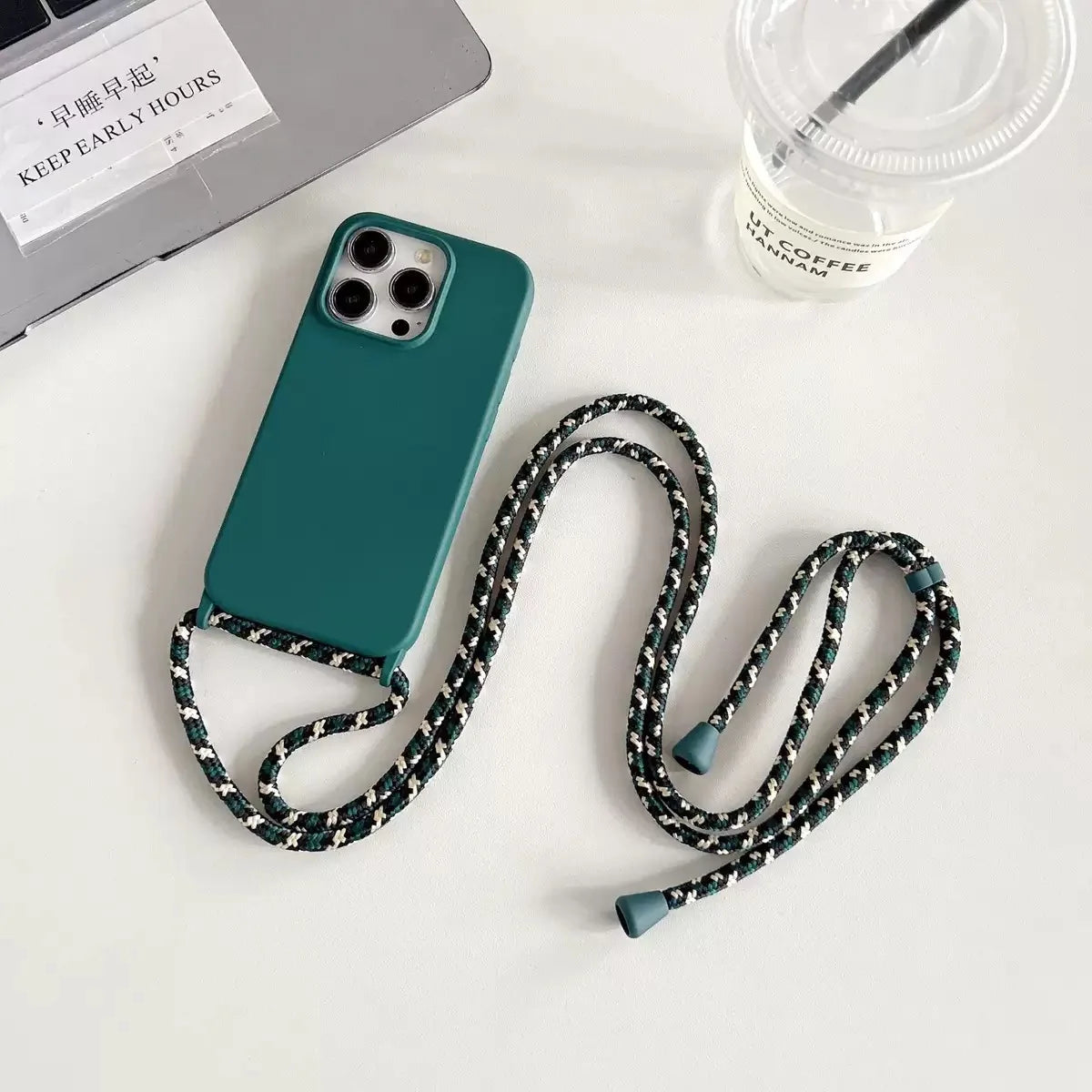 Liquid Silicone Crossbody Phone Case with Adjustable Lanyard Strap – Hands-Free Protection for iPhone