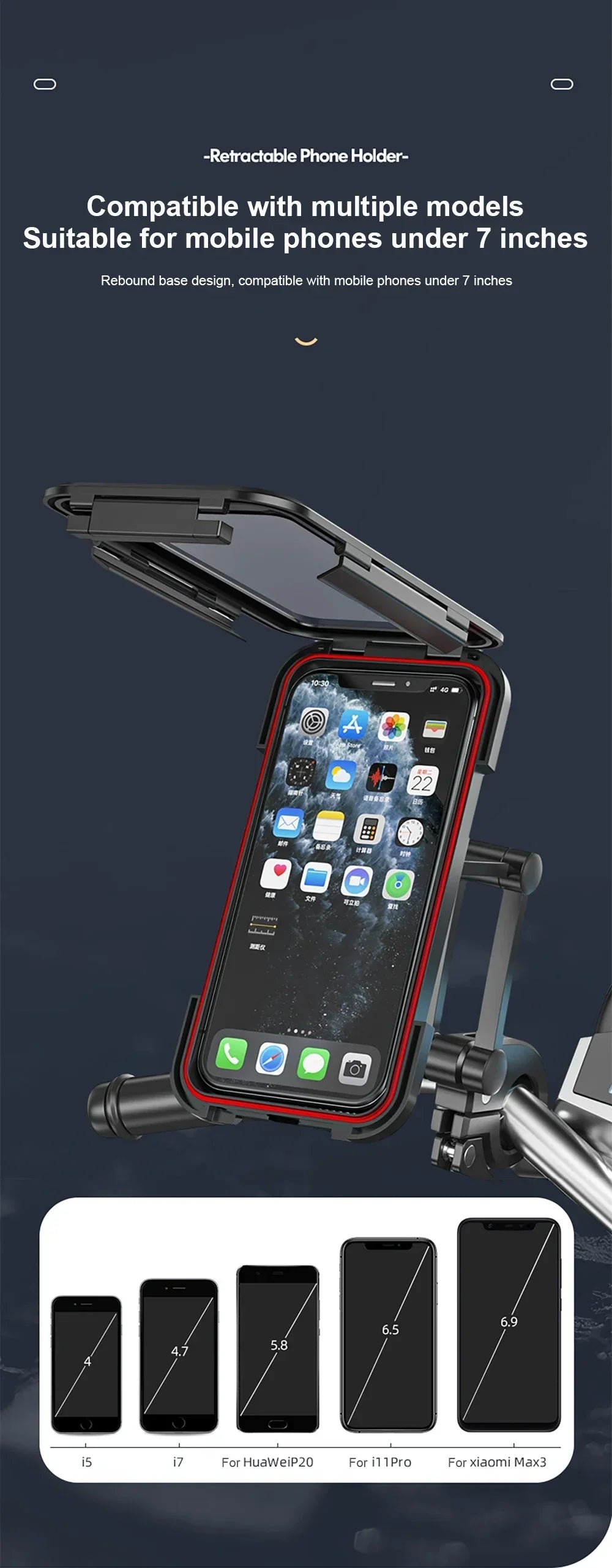 ๐๏ธ Motorcycle Phone Waterproof Bracket โ Universal 6.7" Mount