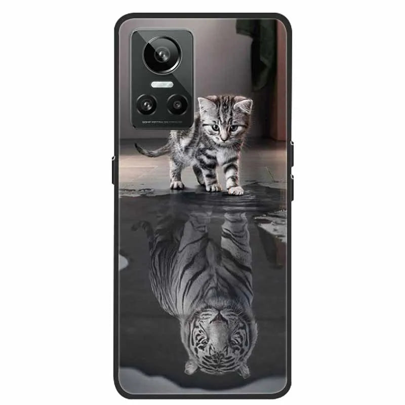 Cartoon & Floral Soft Silicone Case for Realme GT Neo 3 β Shockproof Black Cover