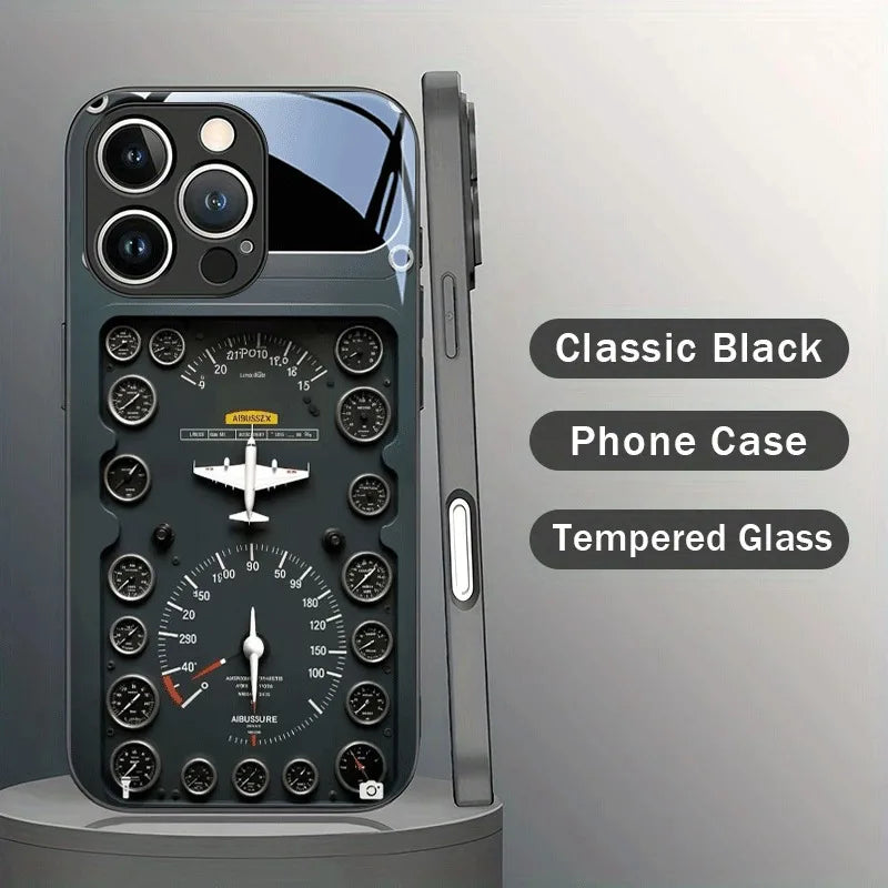 Retro Aviation Tempered Glass Case for iPhone 7/8 Plus, X, XR, XS, 11, 12, 13, 14, 15, 16 & 17 Pro Max – Full Coverage Shockproof Protection