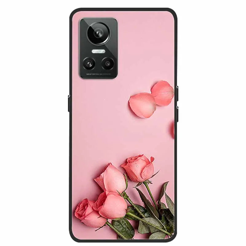 Cartoon & Floral Soft Silicone Case for Realme GT Neo 3 β Shockproof Black Cover