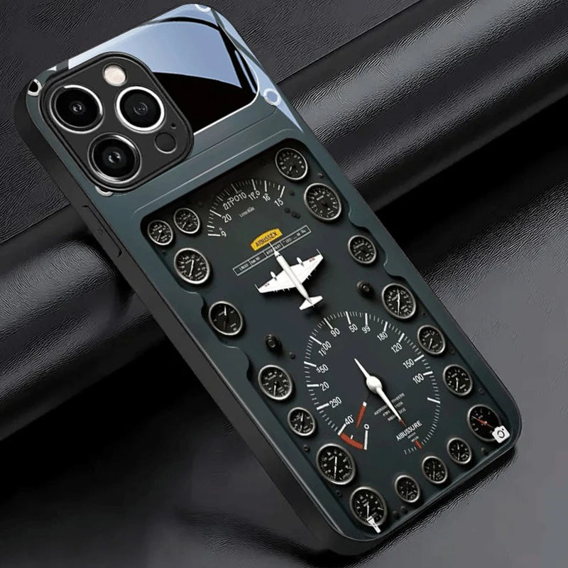 Retro Aviation Tempered Glass Case for iPhone 7/8 Plus, X, XR, XS, 11, 12, 13, 14, 15, 16 & 17 Pro Max – Full Coverage Shockproof Protection