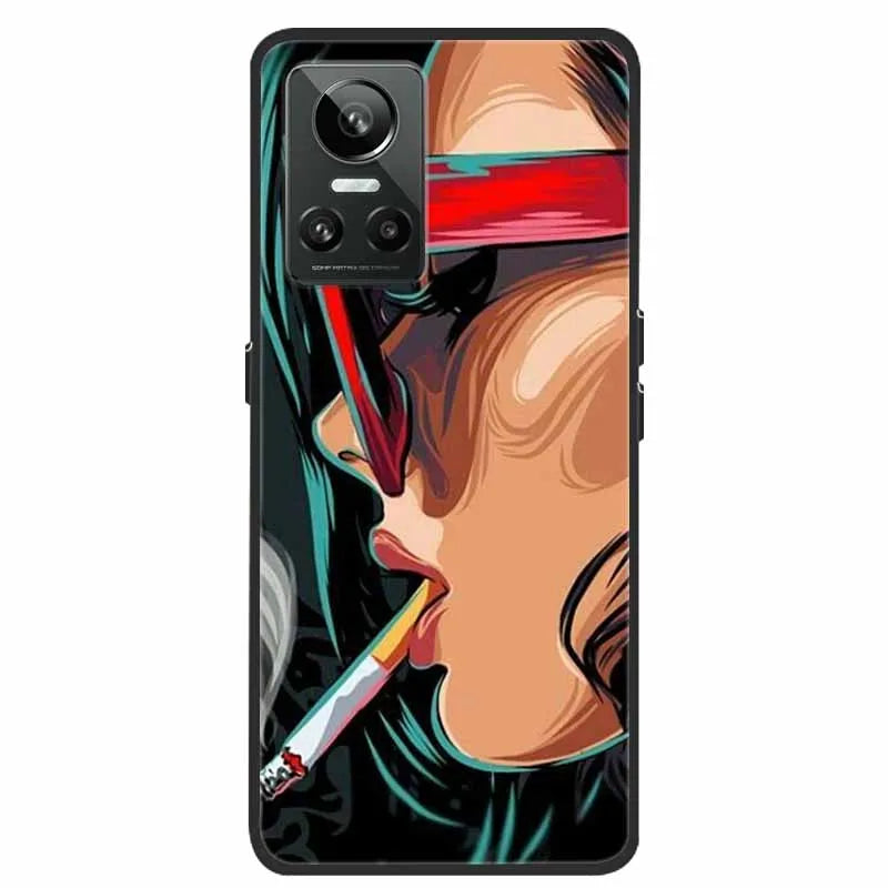 Cartoon & Floral Soft Silicone Case for Realme GT Neo 3 β Shockproof Black Cover