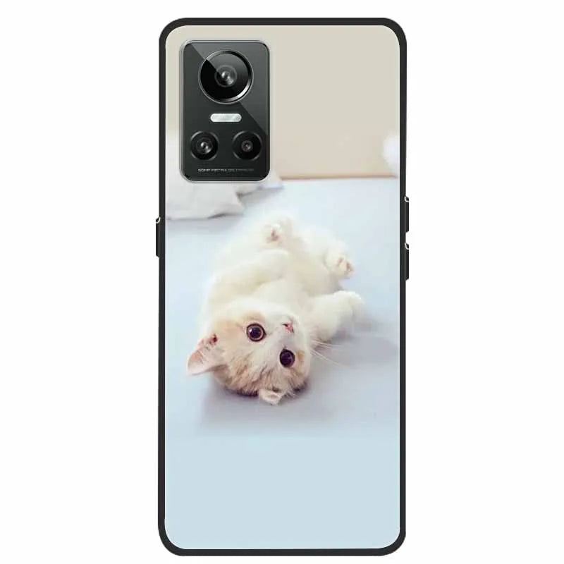 Cartoon & Floral Soft Silicone Case for Realme GT Neo 3 β Shockproof Black Cover