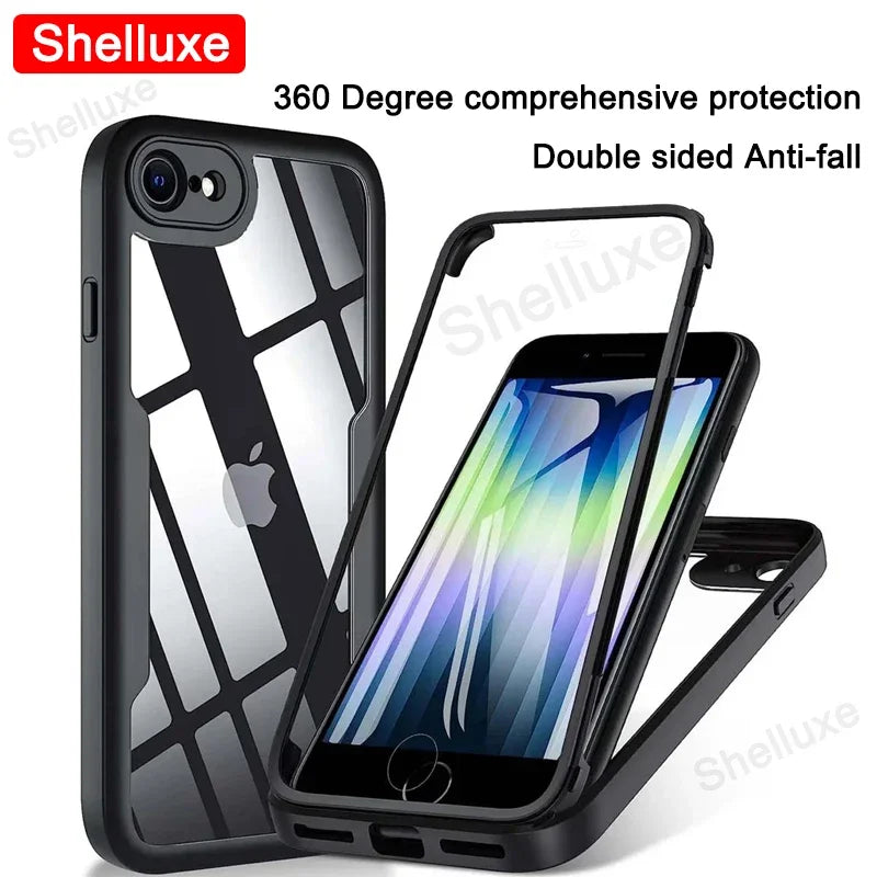 Shelluxe 360 Full Body Clear Case for iPhone SE 2020/2022 & iPhone 7/8 – Shockproof, Anti-Scratch & Slim Protection