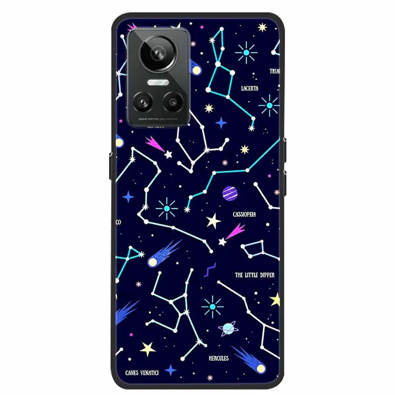 Cartoon & Floral Soft Silicone Case for Realme GT Neo 3 β Shockproof Black Cover