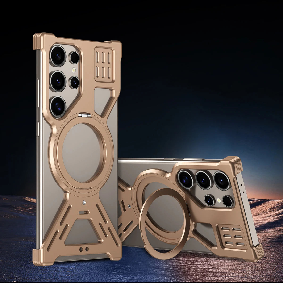 Magnetic Full Coverage Phone Case with Built-In Fill Light & Dual-Layer Protection