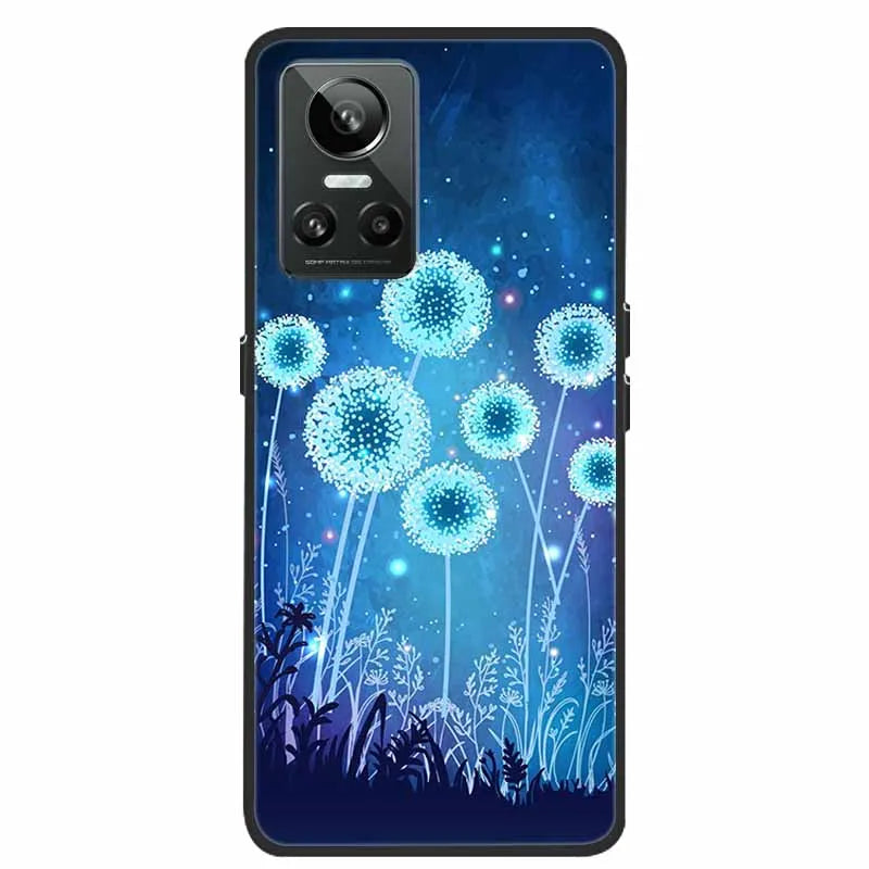 Cartoon & Floral Soft Silicone Case for Realme GT Neo 3 β Shockproof Black Cover