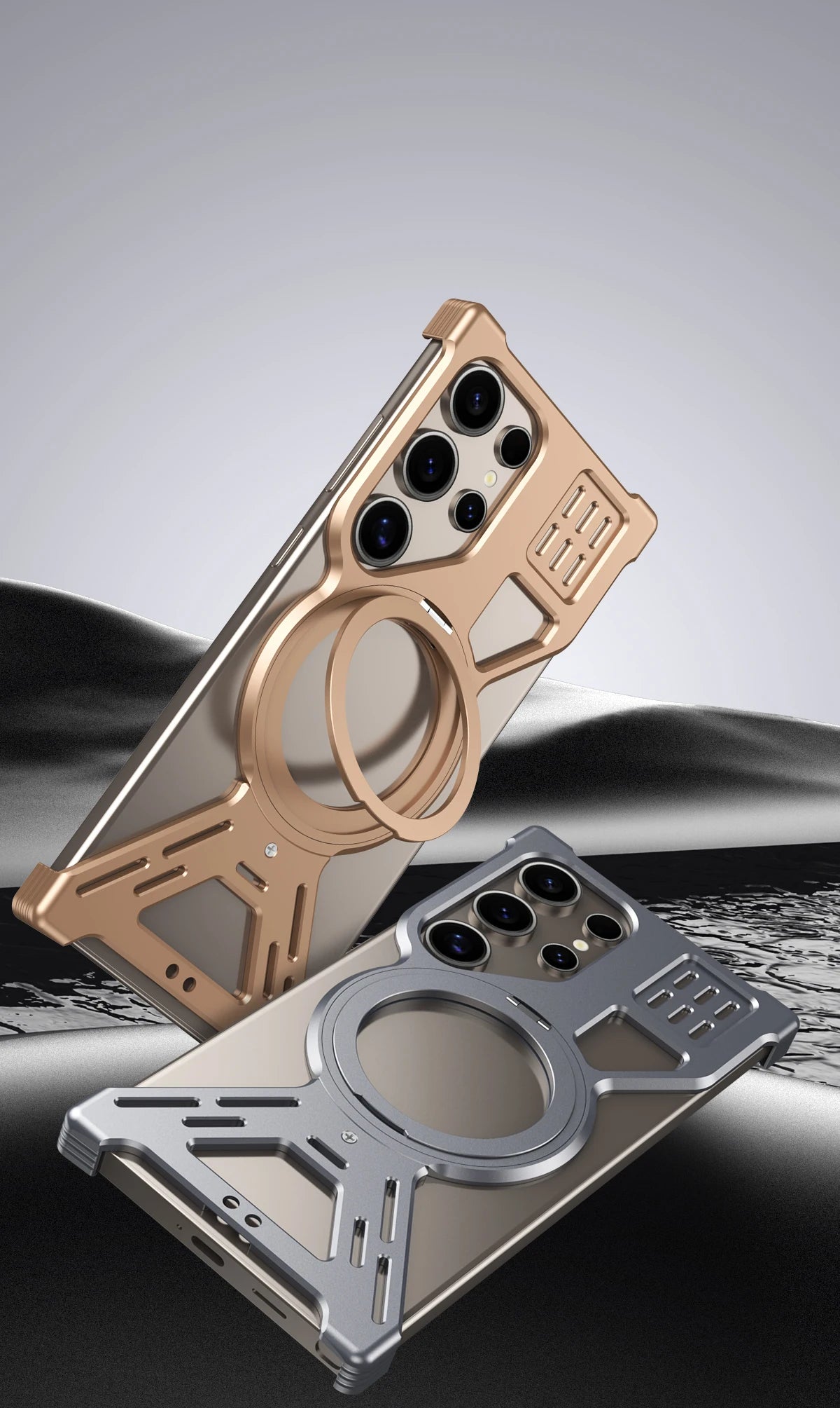 Magnetic Full Coverage Phone Case with Built-In Fill Light & Dual-Layer Protection