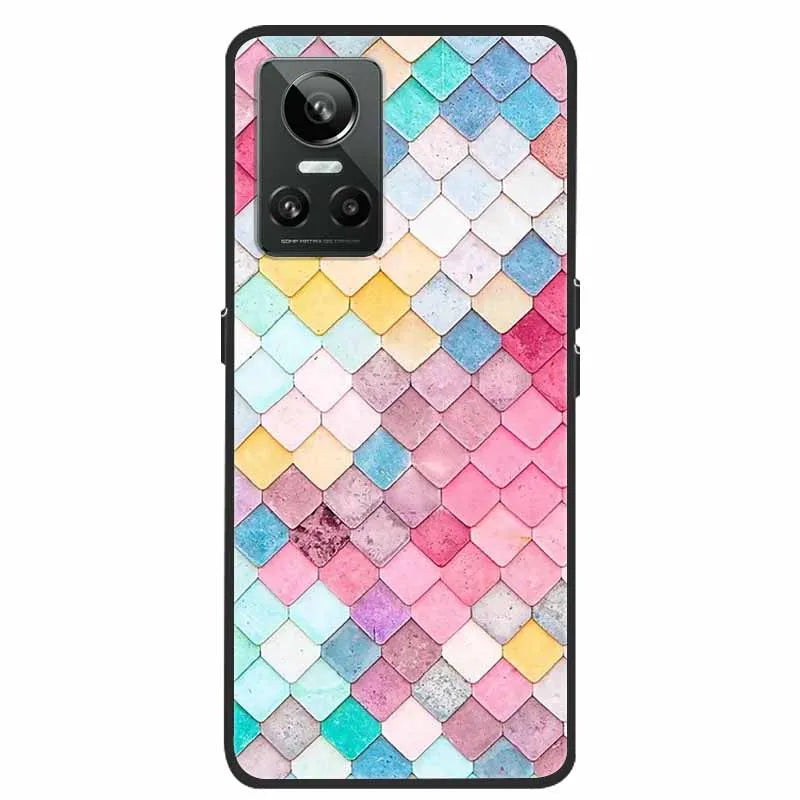 Cartoon & Floral Soft Silicone Case for Realme GT Neo 3 β Shockproof Black Cover