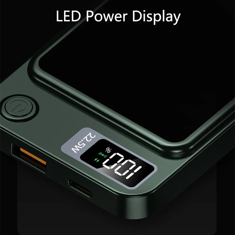 Magnetic Wireless Power Bank – 22.5W PD Fast Charging + 15W Qi Wireless Charger for iPhone, Xiaomi, Huawei & More