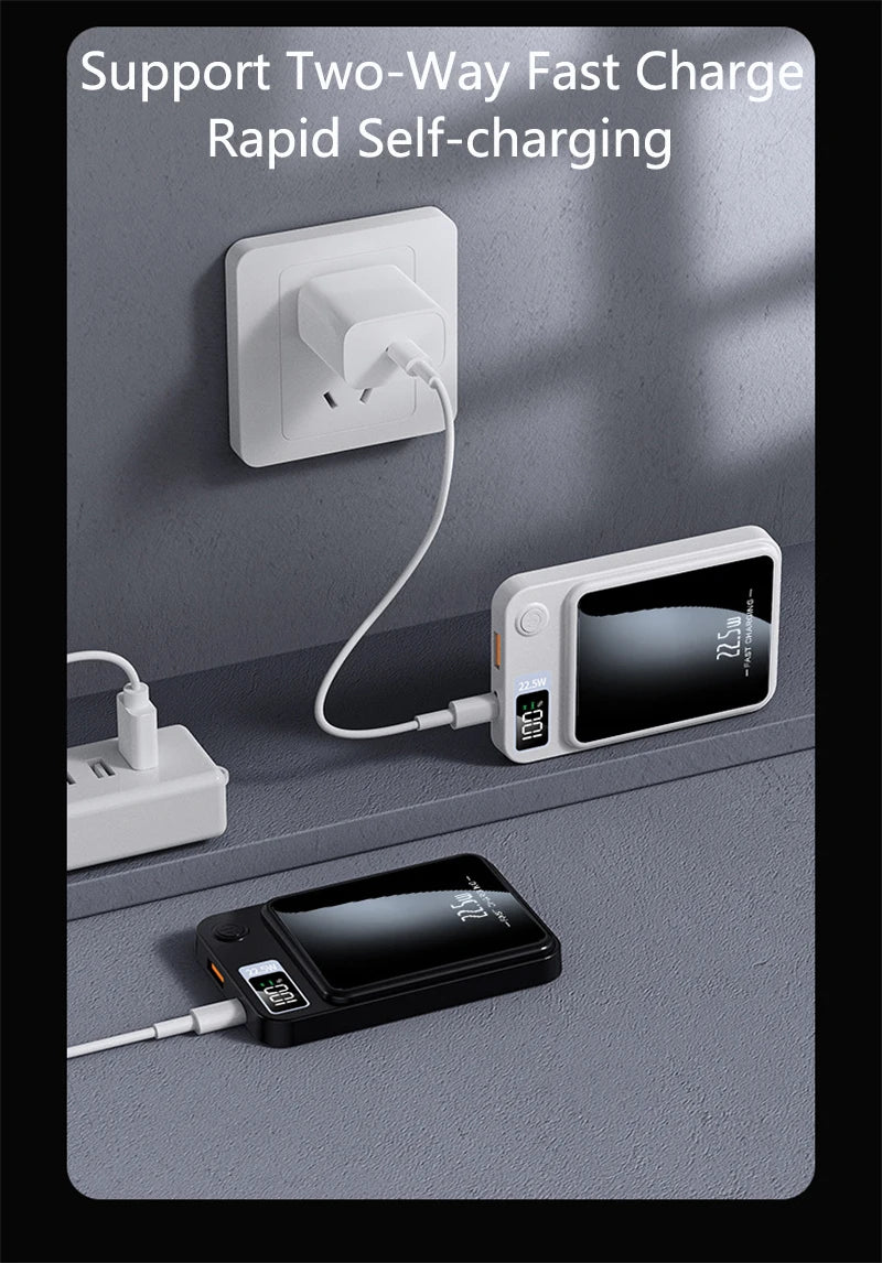 Magnetic Wireless Power Bank – 22.5W PD Fast Charging + 15W Qi Wireless Charger for iPhone, Xiaomi, Huawei & More