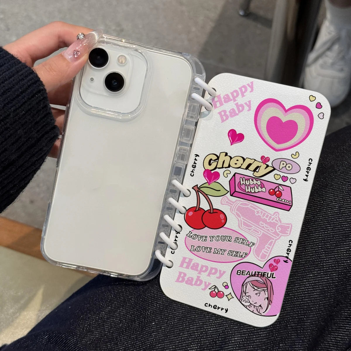 3D Flip Book Transparent Hot Pink Soft Shockproof Phone Case