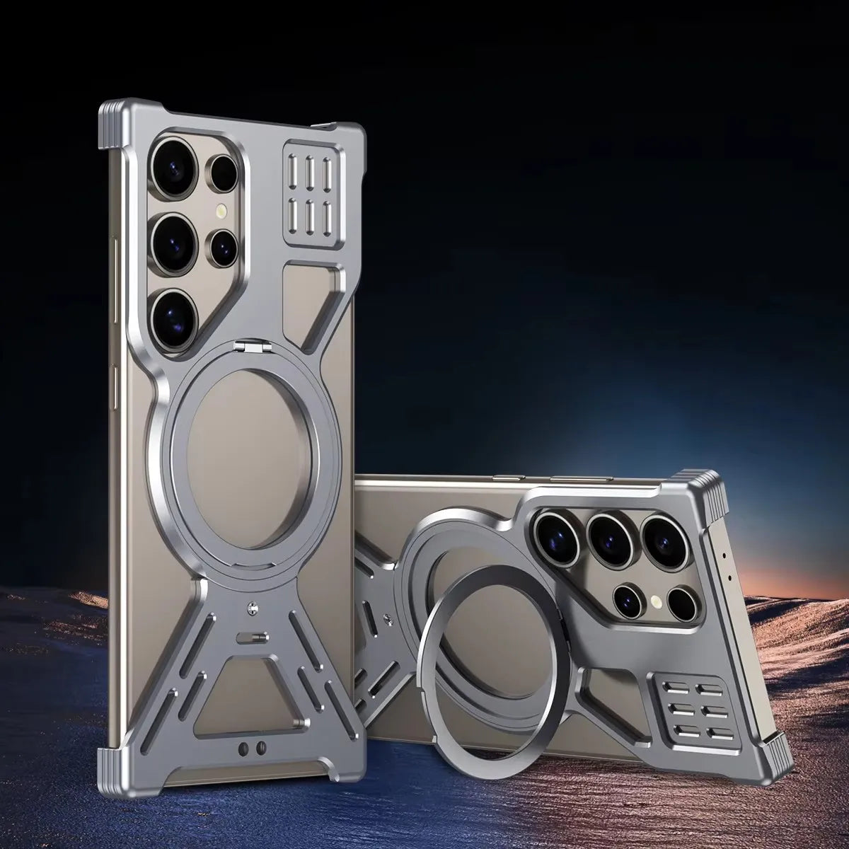 Magnetic Full Coverage Phone Case with Built-In Fill Light & Dual-Layer Protection