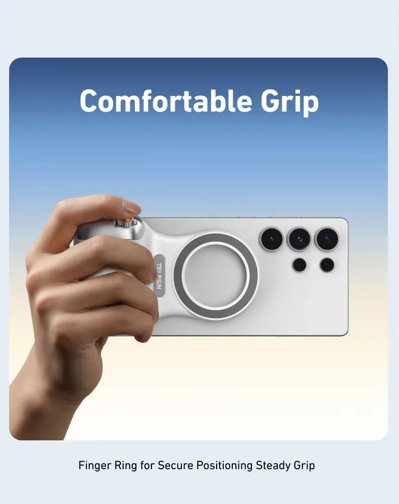 TELESIN Magnetic Phone Camera Handle Grip with Wireless Remote Control – For Action Cameras & Smartphones