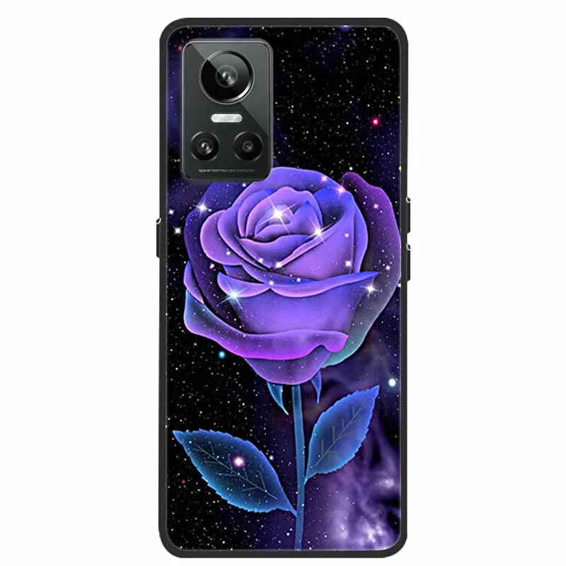 Cartoon & Floral Soft Silicone Case for Realme GT Neo 3 β Shockproof Black Cover