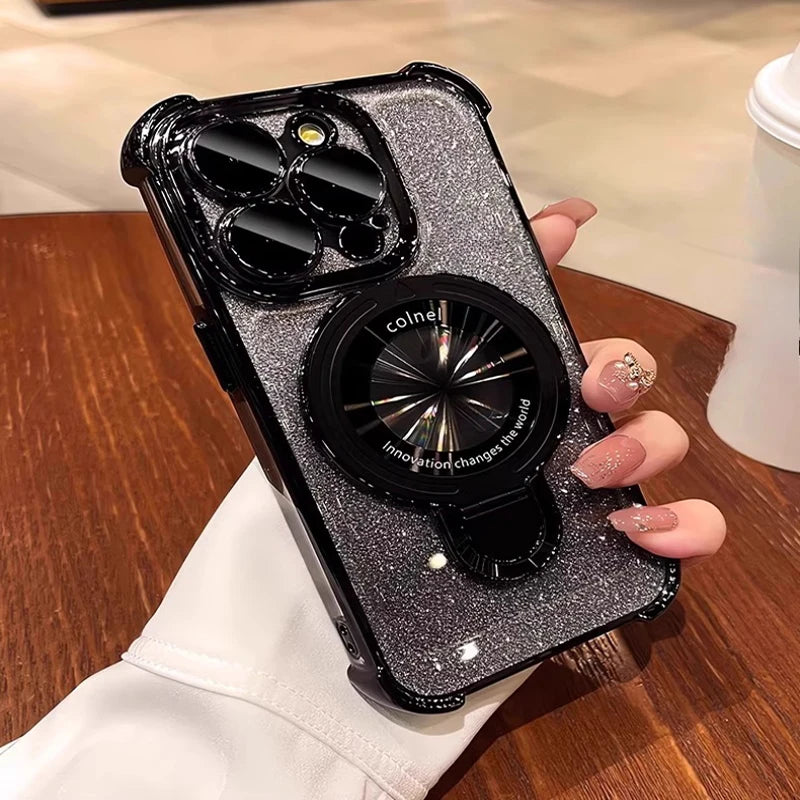Keep Luck Luxury Glitter Geometric Shockproof Waterproof Phone Case with Ring & Lanyard