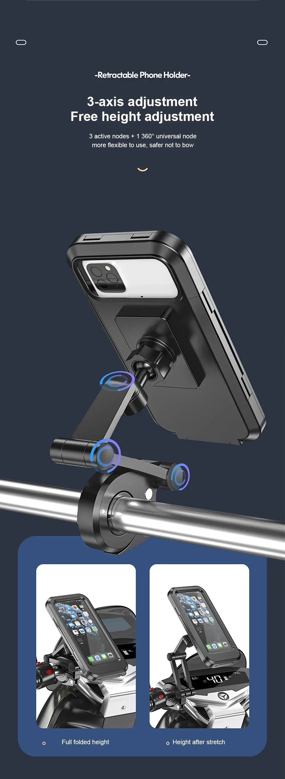 ๐๏ธ Motorcycle Phone Waterproof Bracket โ Universal 6.7" Mount
