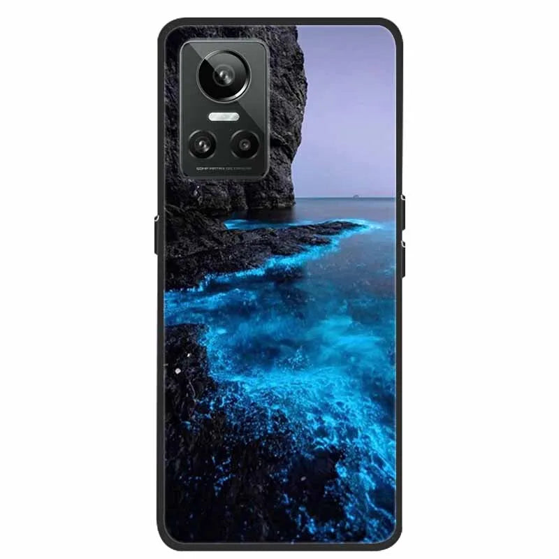 Cartoon & Floral Soft Silicone Case for Realme GT Neo 3 β Shockproof Black Cover