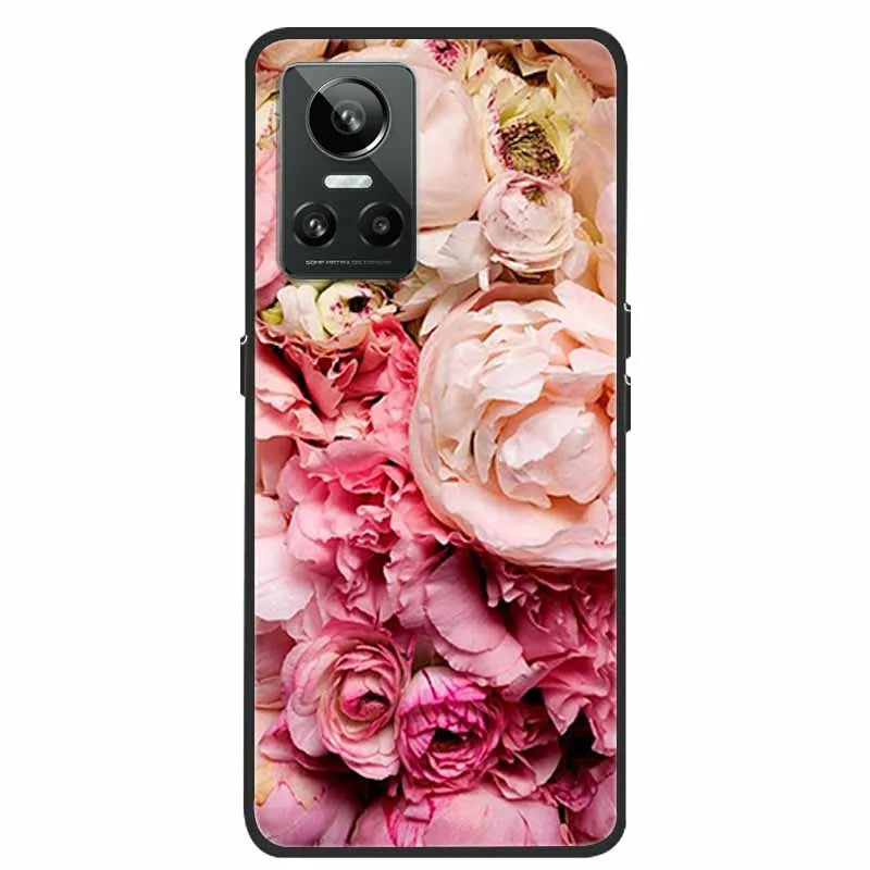 Cartoon & Floral Soft Silicone Case for Realme GT Neo 3 β Shockproof Black Cover