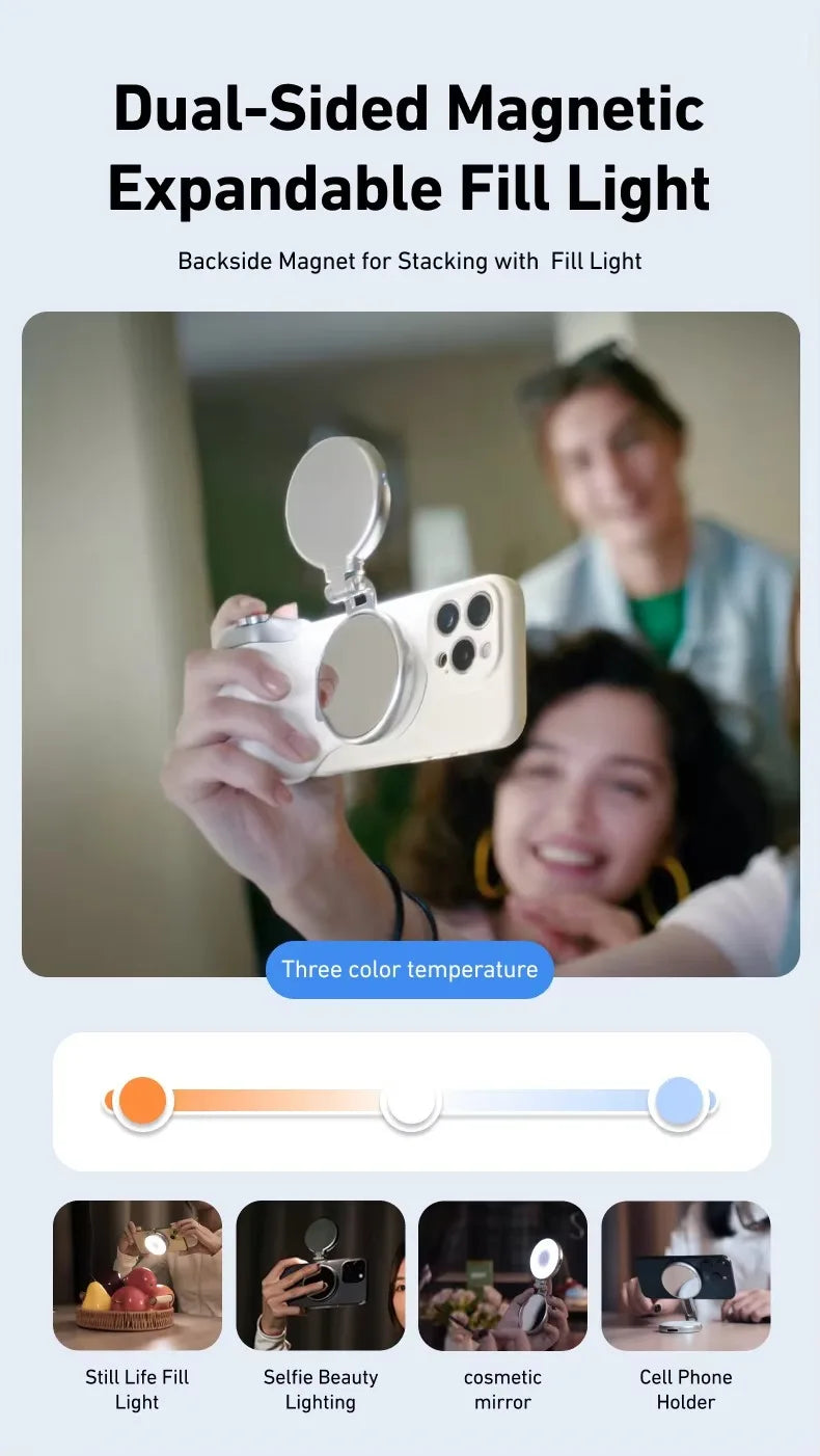 TELESIN Magnetic Phone Camera Handle Grip with Wireless Remote Control – For Action Cameras & Smartphones