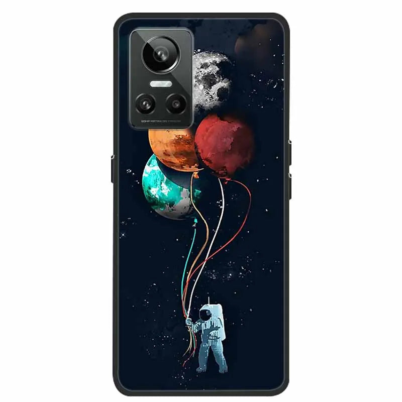 Cartoon & Floral Soft Silicone Case for Realme GT Neo 3 β Shockproof Black Cover