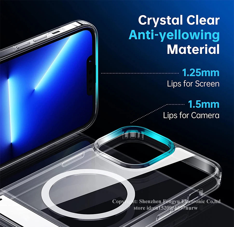 MagSafe Shockproof iPhone Case with 3-Way Kickstand – Full Protection & Magnetic Compatibility (iPhone 11 / 12 / 13 / 14 Series)