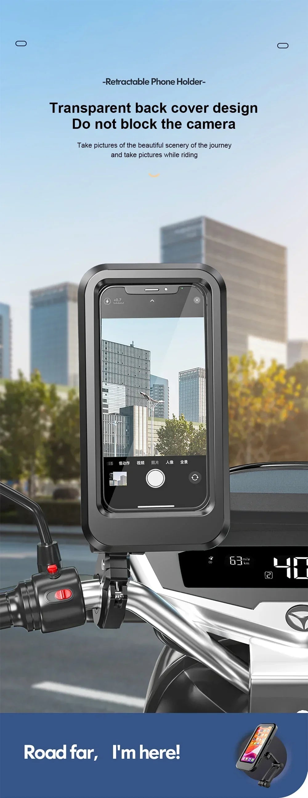 ๐๏ธ Motorcycle Phone Waterproof Bracket โ Universal 6.7" Mount