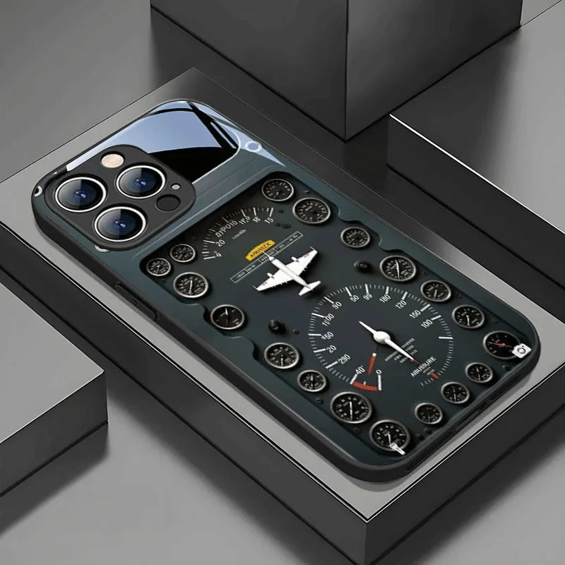 Retro Aviation Tempered Glass Case for iPhone 7/8 Plus, X, XR, XS, 11, 12, 13, 14, 15, 16 & 17 Pro Max – Full Coverage Shockproof Protection