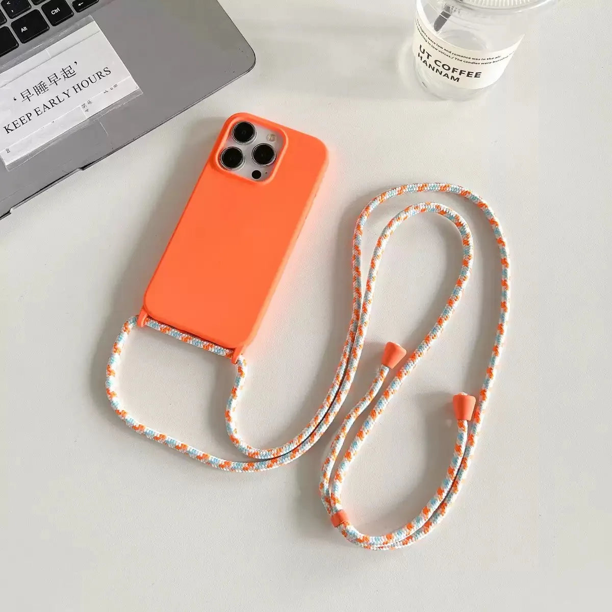 Liquid Silicone Crossbody Phone Case with Adjustable Lanyard Strap – Hands-Free Protection for iPhone