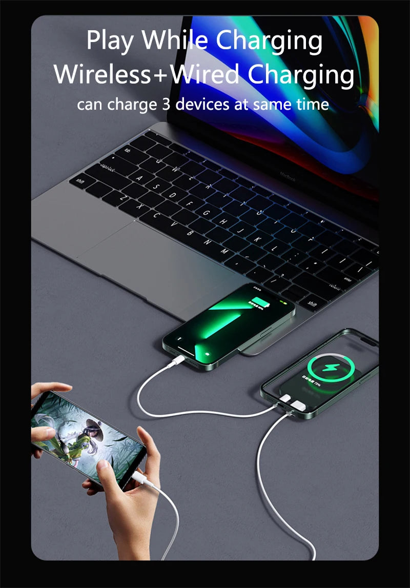 Magnetic Wireless Power Bank – 22.5W PD Fast Charging + 15W Qi Wireless Charger for iPhone, Xiaomi, Huawei & More