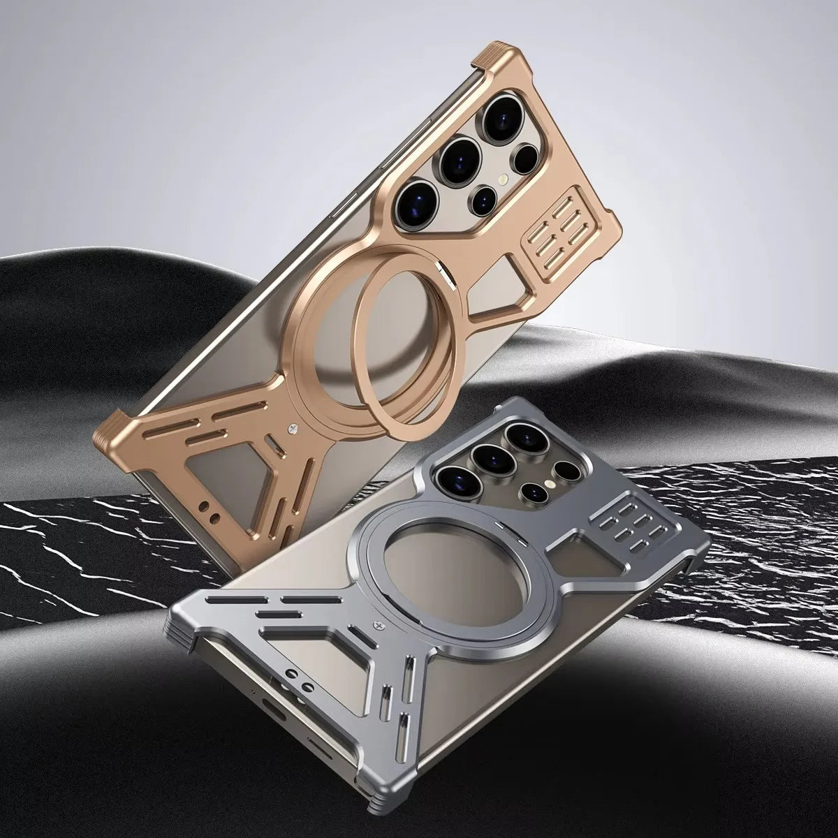 Magnetic Full Coverage Phone Case with Built-In Fill Light & Dual-Layer Protection