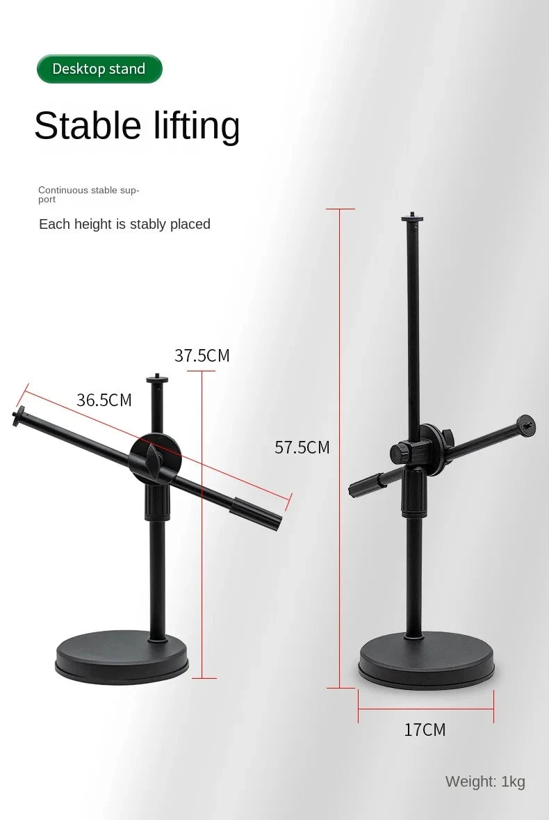 Lamgool Adjustable Desk Phone Holder with 360° Rotation – Low-Angle Shooting Mount with Metal Base for Live Streaming, Photography & Teaching