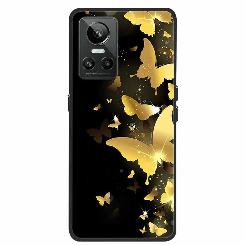 Cartoon & Floral Soft Silicone Case for Realme GT Neo 3 β Shockproof Black Cover
