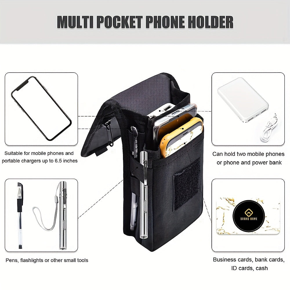6.3 Inch Multi-Functional Mobile Phone Bag Oxford Fabric Pocket Cell Phone Belt Pouch Case Men&