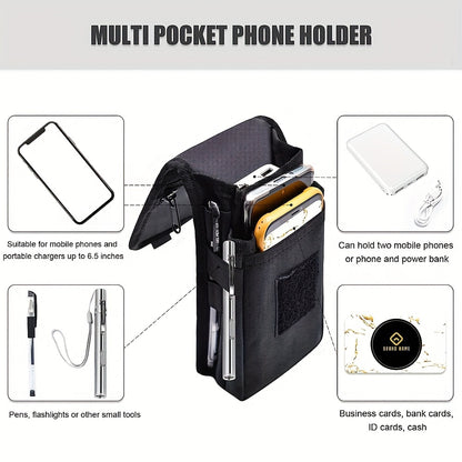 6.3 Inch Multi-Functional Mobile Phone Bag Oxford Fabric Pocket Cell Phone Belt Pouch Case Men&