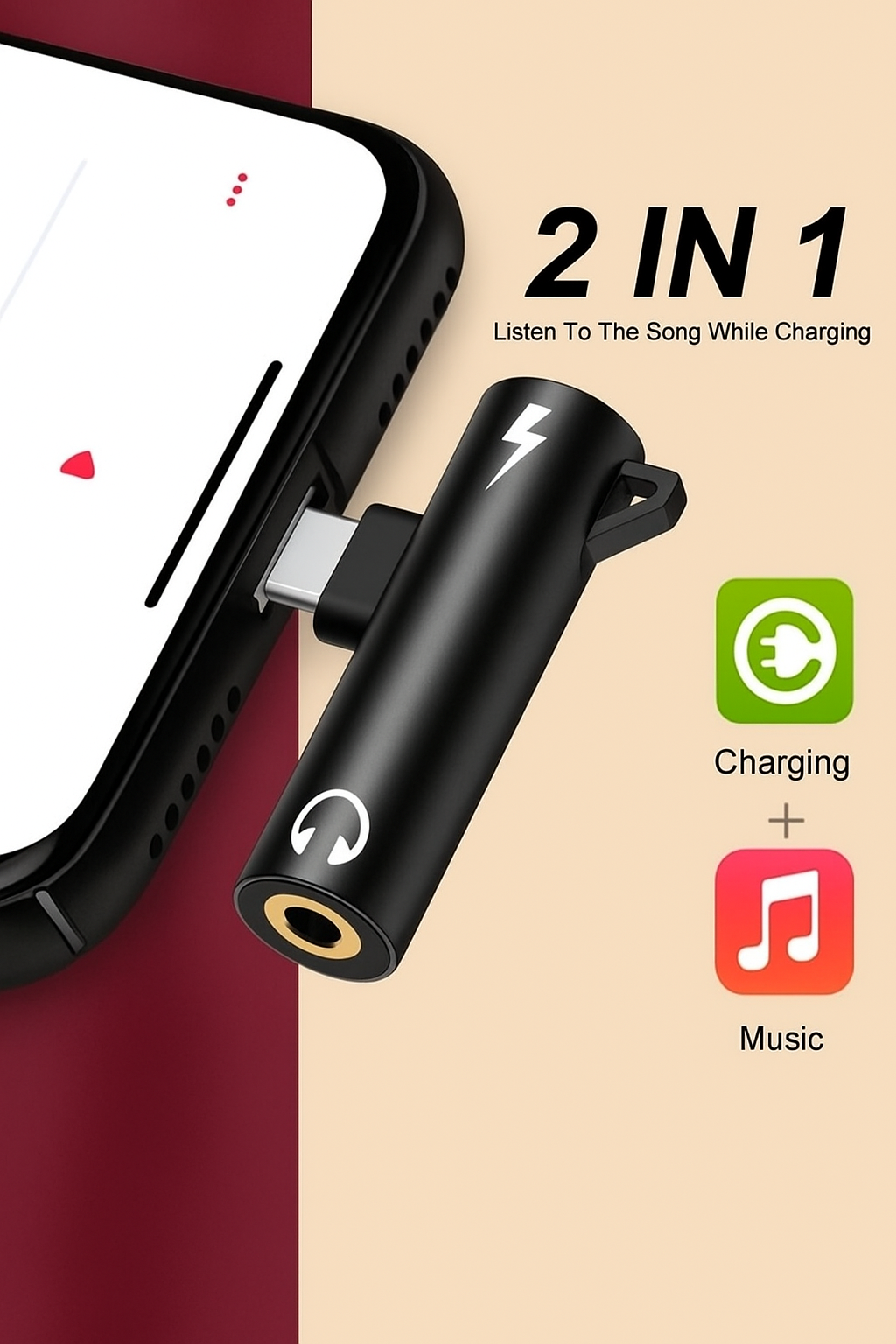 GOLDFOX 2-in-1 Lightning to 3.5mm AUX &amp; Charging Adapter | Audio + Power Splitter for iPhone