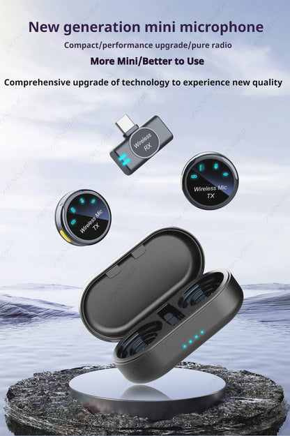 ZMYNOJLH K15 Magnetic Wireless Lavalier Microphone | Noise-Canceling Necklace Mic for Smartphone Recording