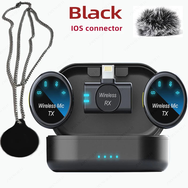 ZMYNOJLH K15 Magnetic Wireless Lavalier Microphone | Noise-Canceling Necklace Mic for Smartphone Recording