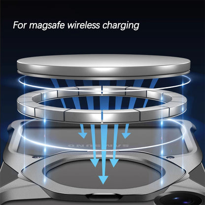 Magnetic Shockproof Metal Phone Case with Holder &amp; Wireless Charging Support