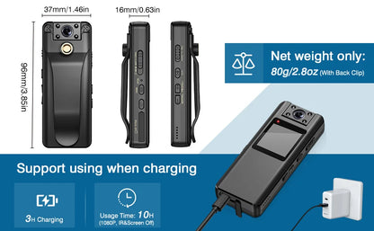 Vandlion A22 Mini Camera 1080P – Infrared Night Vision, 180° Rotating Lens, 10H Battery Life