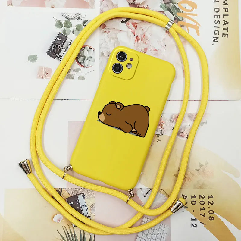 Cute Candy Color Crossbody Phone Case with Adjustable Lanyard – Soft TPU Protection for Samsung Galaxy Series