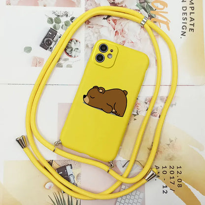 Cute Candy Color Crossbody Phone Case with Adjustable Lanyard – Soft TPU Protection for Samsung Galaxy Series