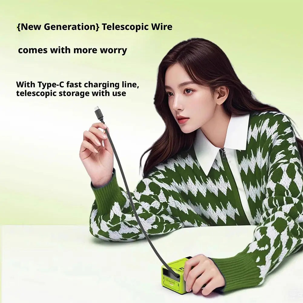 GaN Dual-Port Fast Charger with Retractable Type-C Cable | 30W + 22.5W Super Fast Charging | Compact &amp; Foldable Travel Adapter