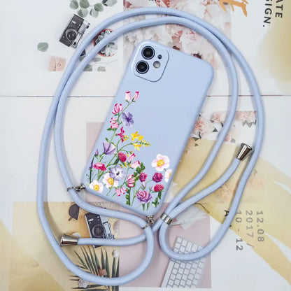Cute Candy Color Crossbody Phone Case with Adjustable Lanyard – Soft TPU Protection for Samsung Galaxy Series