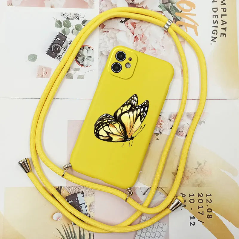 Cute Candy Color Crossbody Phone Case with Adjustable Lanyard – Soft TPU Protection for Samsung Galaxy Series